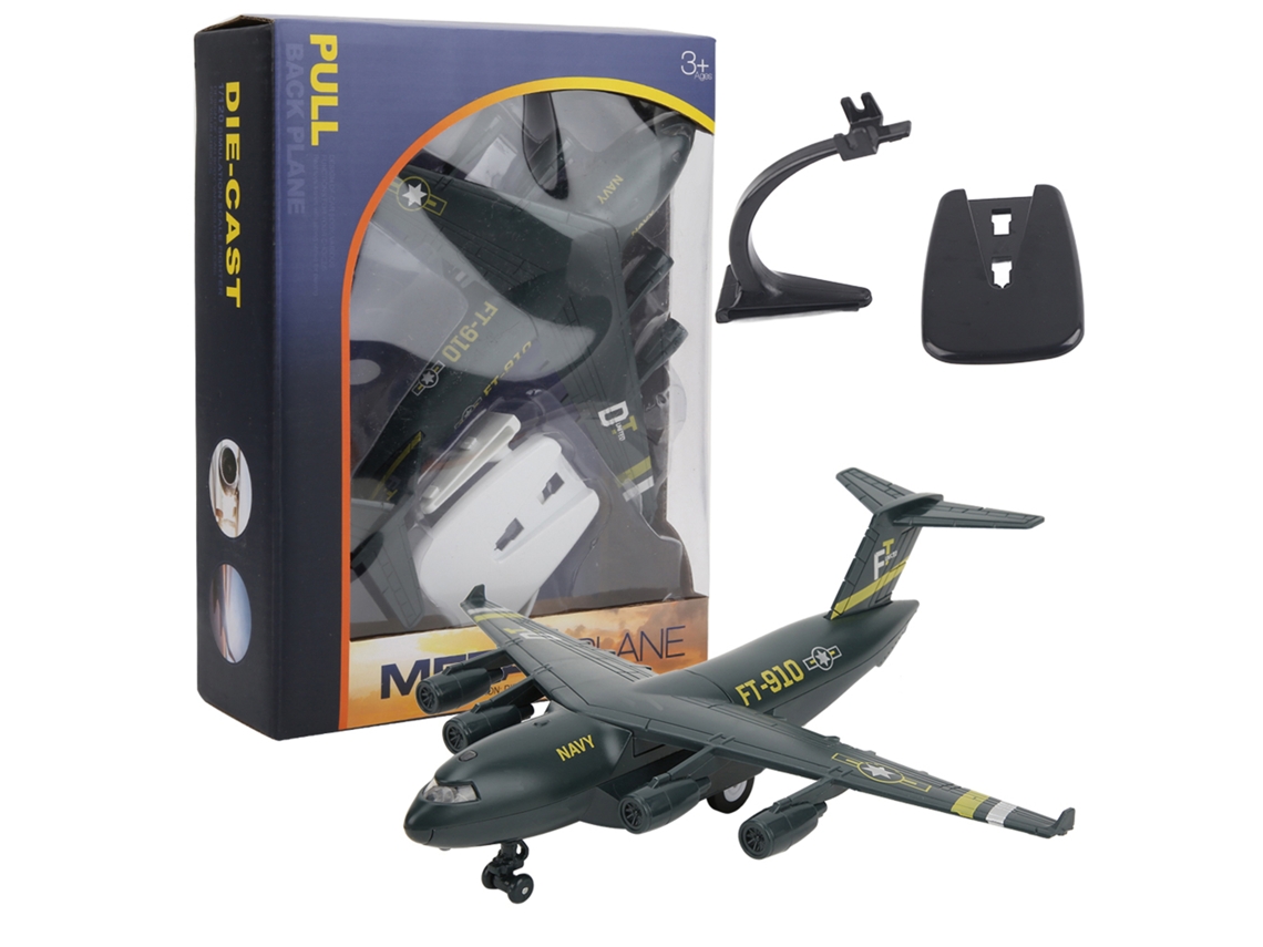 Ats-modelo De Avión De Aleación Diecast 22mm/8.7in Con Luz Y Música Simulación Juguete Regalo Para Niños Negro