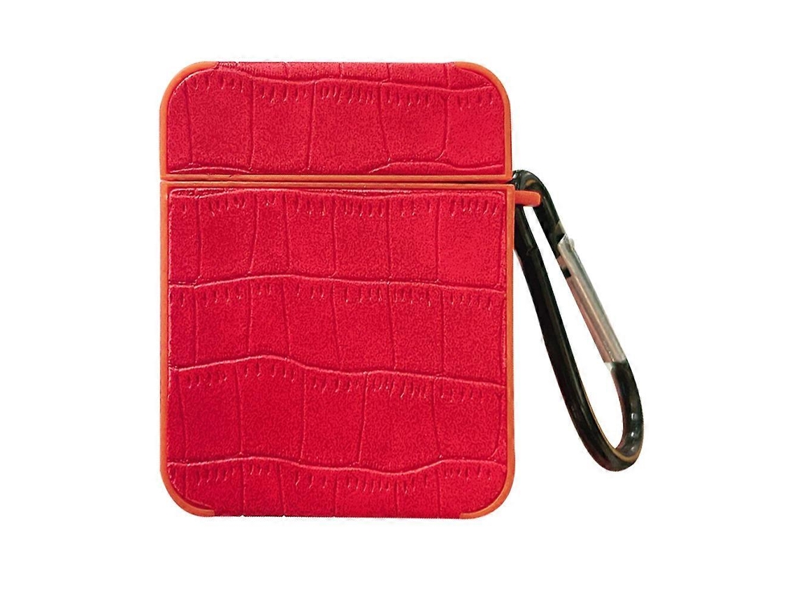 Estuche cuadrado de cuero para auriculares con estampado de cocodrilo GIECY