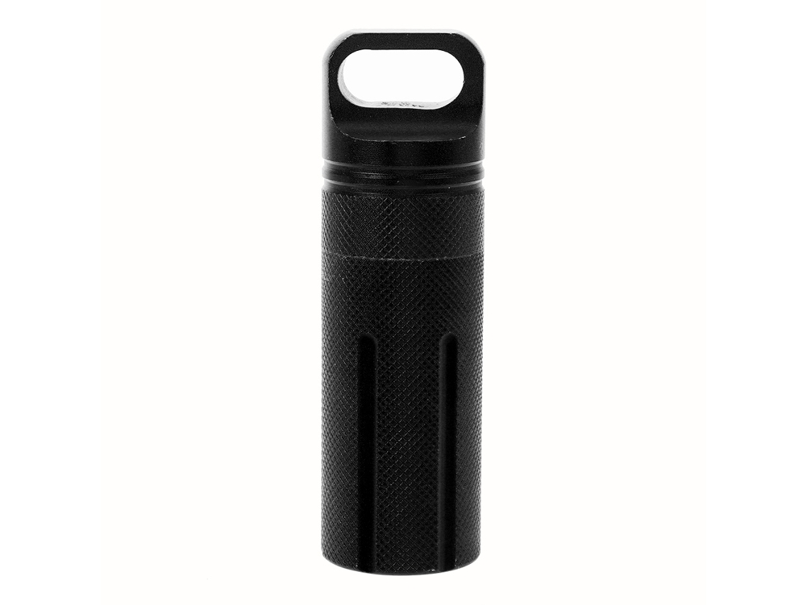 Contenedor de almacenamiento impermeable de aleación de aluminio CNC para exteriores, frasco sellado de supervivencia Eioororriy (negro)