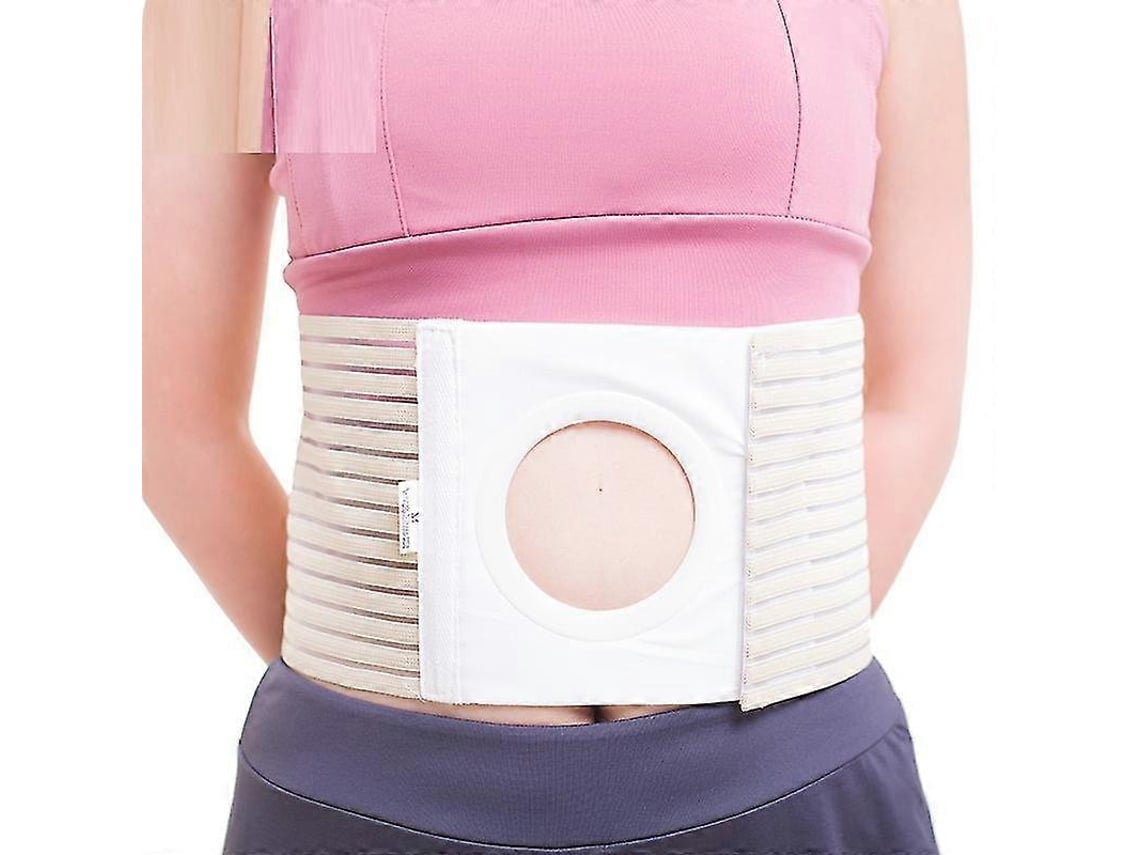Cinta para hérnia, estomia e colostomia, suporte abdominal inferior ajustável com material elástico e respirável M