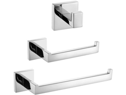 Juego de accesorios de baño de 3 piezas, soporte de acero inoxidable para papel higiénico, toallero, barra/soporte, gancho para bata, montaje en pared