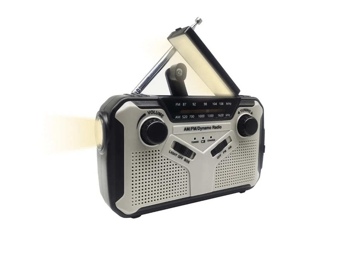Generador de radio solar de emergencia multifuncional YIZHOOD de 2500 mAh con manivela y linterna (gris)