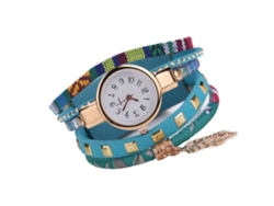 Reloj De Vestir De Cuarzo Con Pulsera Y Colgante De Hoja Azul Cielo Para Mujer
