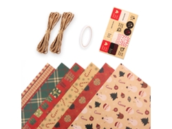 Set de papel de regalo navideño, papel de colores con accesorios RNEMITERY