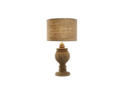 Lampara Sobremesa Madera Yute Tallado 41x41x76cm