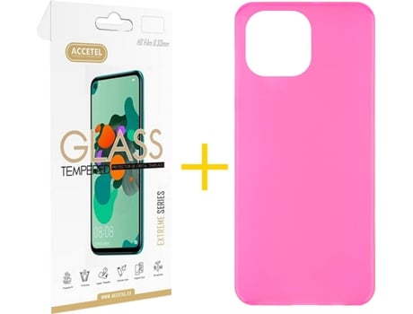Kit Funda + Protector de Pantalla Apple iPhone 13 Pro Max ACCETEL Liso 2 Rosa