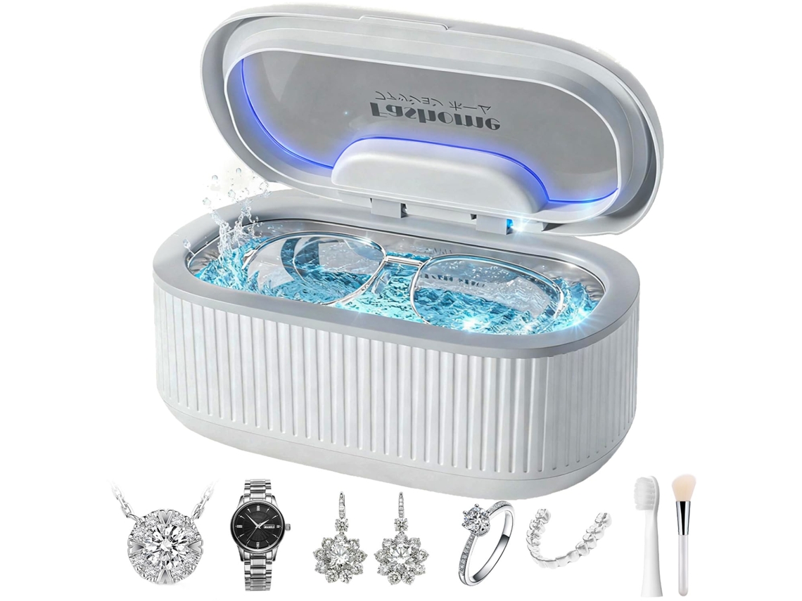 Limpiador Ultrasónico De Joyas Con Cesta/soporte, Limpiador Ultrasónico De Potencia Ajustable Para Retenedores (blanco)