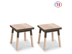 Conjunto de 2 Mesitas de Noche MON PETIT MEUBLE FRANÇAIS con 1 Cajón (Gris Moscada - Madera - 40 x 45 x 40 cm)
