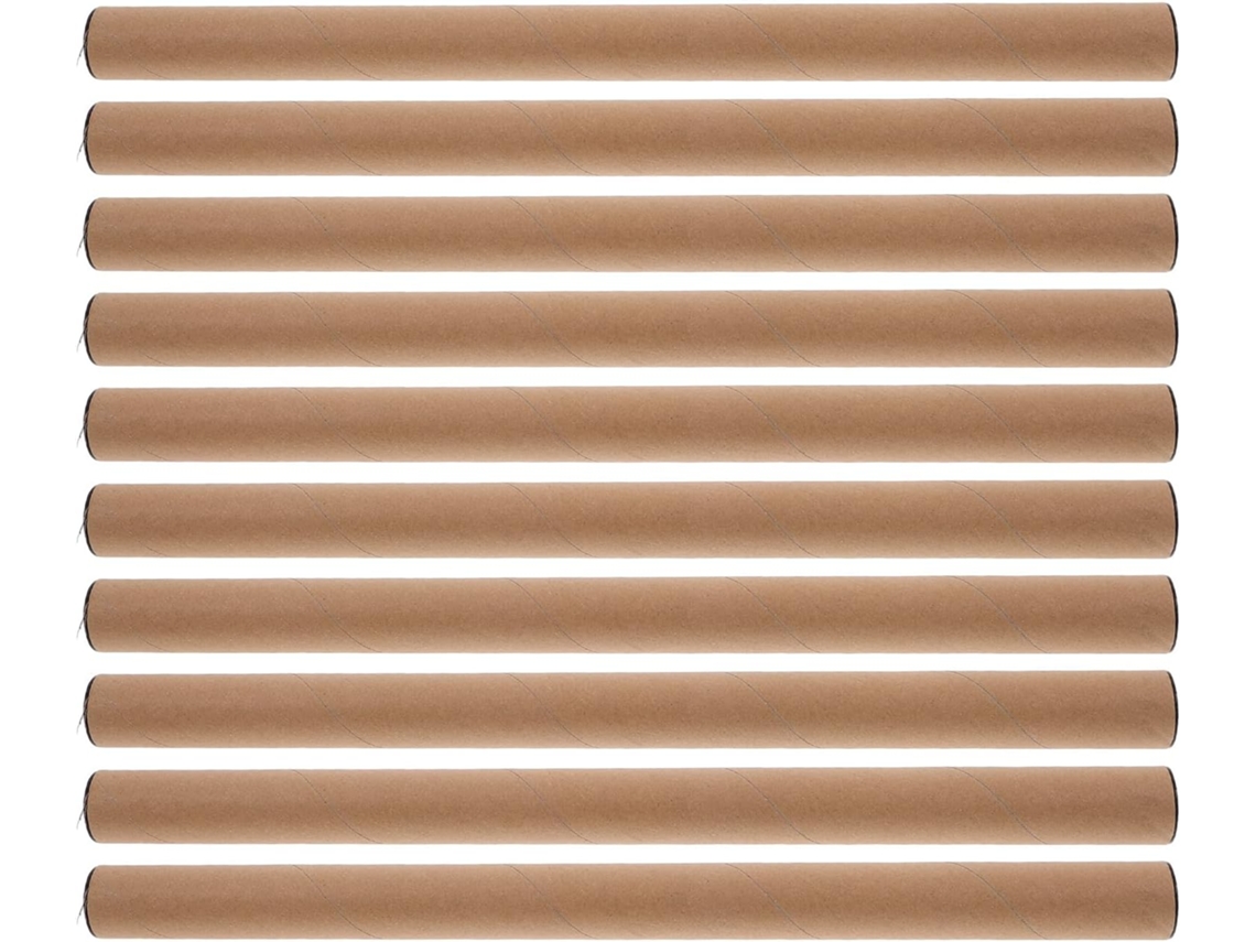 10 Tubos De Cartón Kraft Para Pósteres, Diámetro 25 Cm X 40 Cm, Paquete