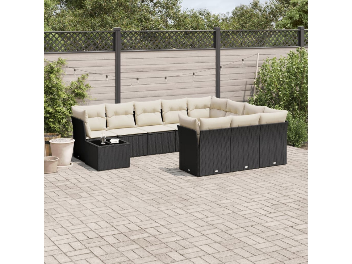 Conjunto de sofás de jardín de 11 piezas DKD Home Decor con cojines de mimbre negros
