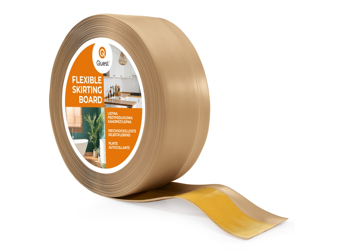 Zócalo de PVC de 20 mm, 10 m, flexible, autoadhesivo, suave, Areia Quest