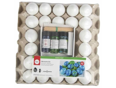 Kit de barbado 24 huevos de plástico blanco + 3 macetas