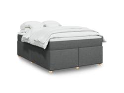 Cama Box Spring Con Colchón Tela Gris Oscuro 140x200 Cm