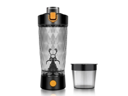 Exprimidor de frutas Eifson de 600 ml, vaso eléctrico con agitación automática y depósito para polvo (negro)