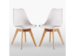 Conjunto de 2 Cadeiras de Jantar LIFE INTERIORS (83 x 44 x 48 x 46 - Couro Sintético - Branco)