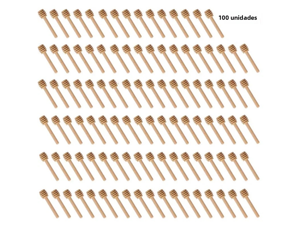 (100 Piezas) Palitos Para Remover Miel De Alta Calidad, Mango De Madera, 100 Palitos Por Paquete, Cuchara De Mango Largo