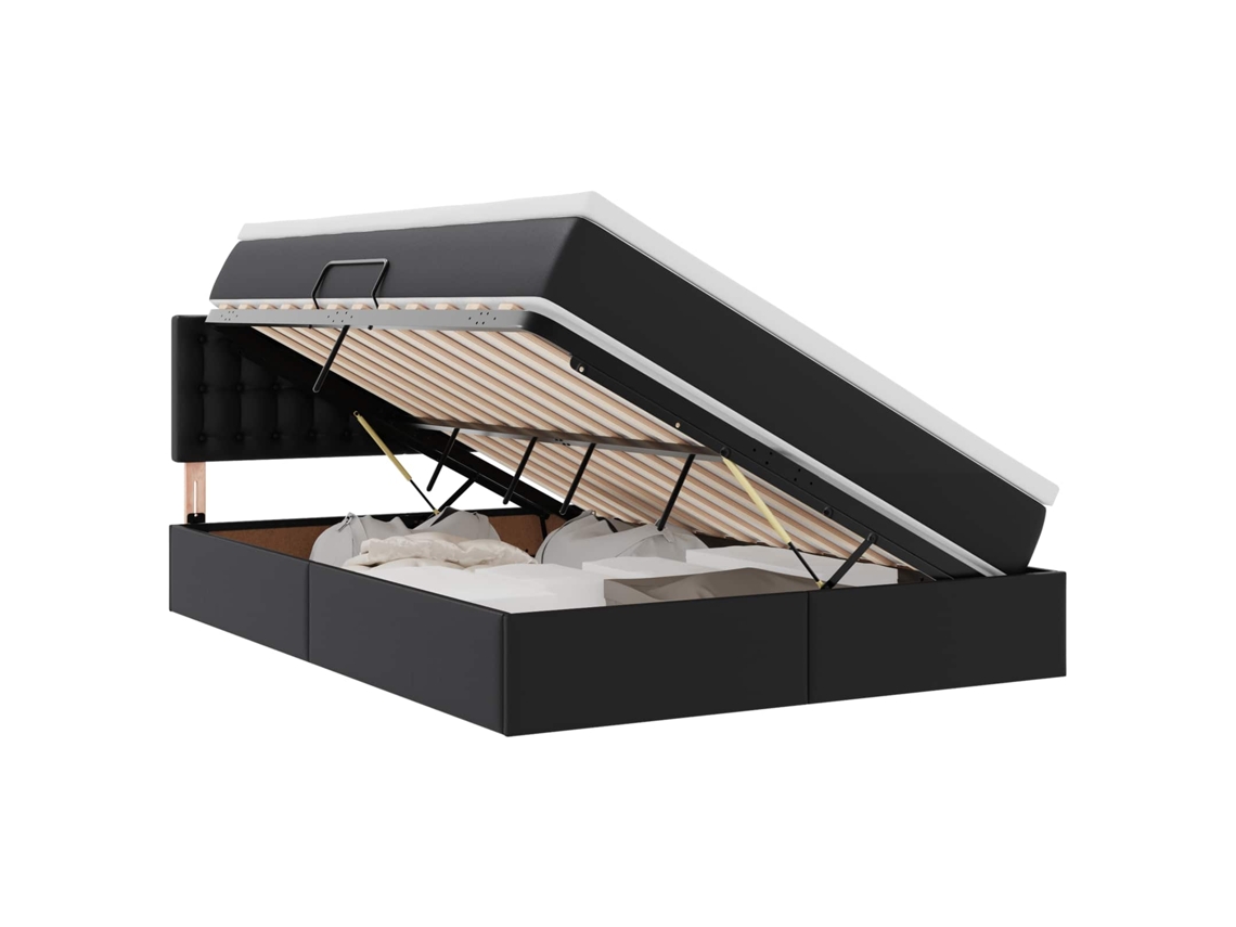 Maison Exclusive - Cama Con Almacenamiento Y Led Con Colchón Negro 140 X 190 Cm