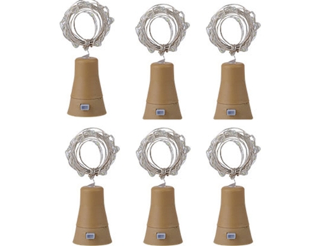 Paquete de 6 luces solares para botellas de vino, 20 luces solares LED para bodas, Navidad, vacaciones, decoración de jardín