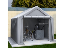 Caseta De Jardín 244x241x217cm, Garaje Bicicletas Y Herramientas, Cobertizo Impermeable Gris Oscuro