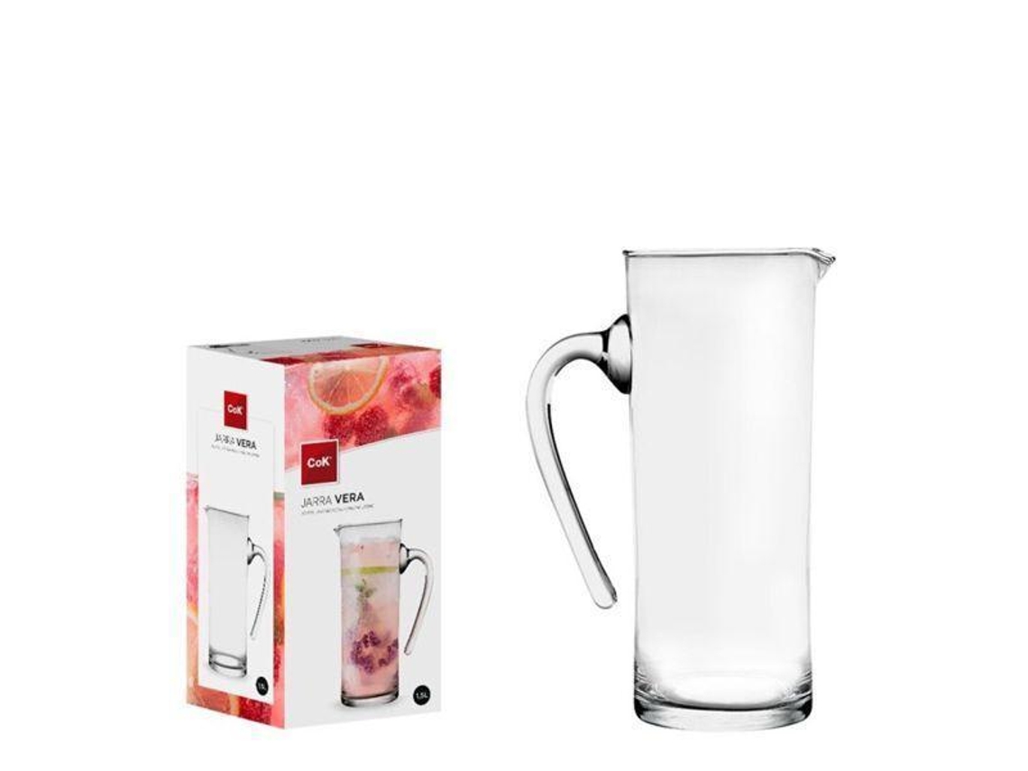1,5 Lts. Jarra Cristal Recta Vidrio Transparente Vera Cok