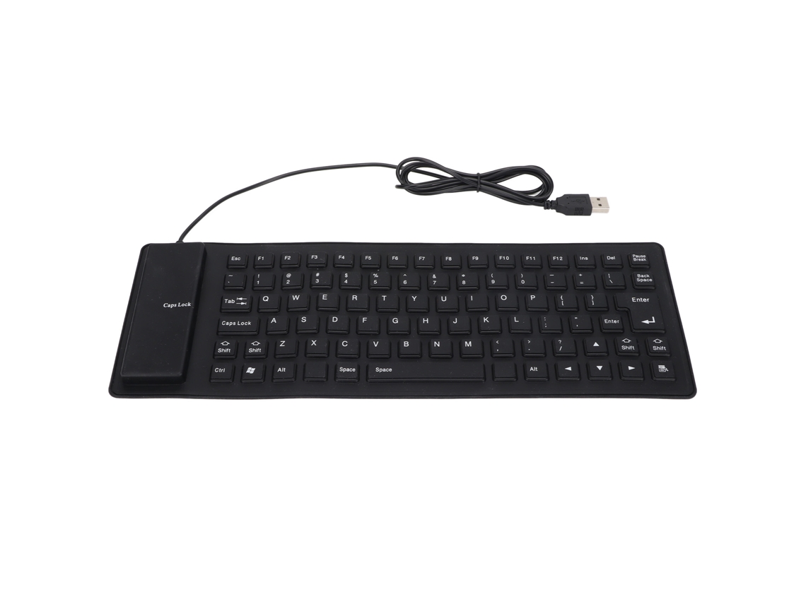 Teclado Baoj-2026 de silicone com fio USB, selado, leve, portátil, silencioso, macio e confortável, com 85 teclas para PC, preto.