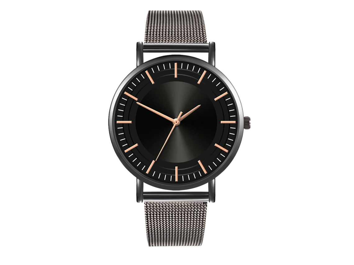 Reloj de moda para parejas con correa Malla, esfera redonda, Cuarzo Unisex