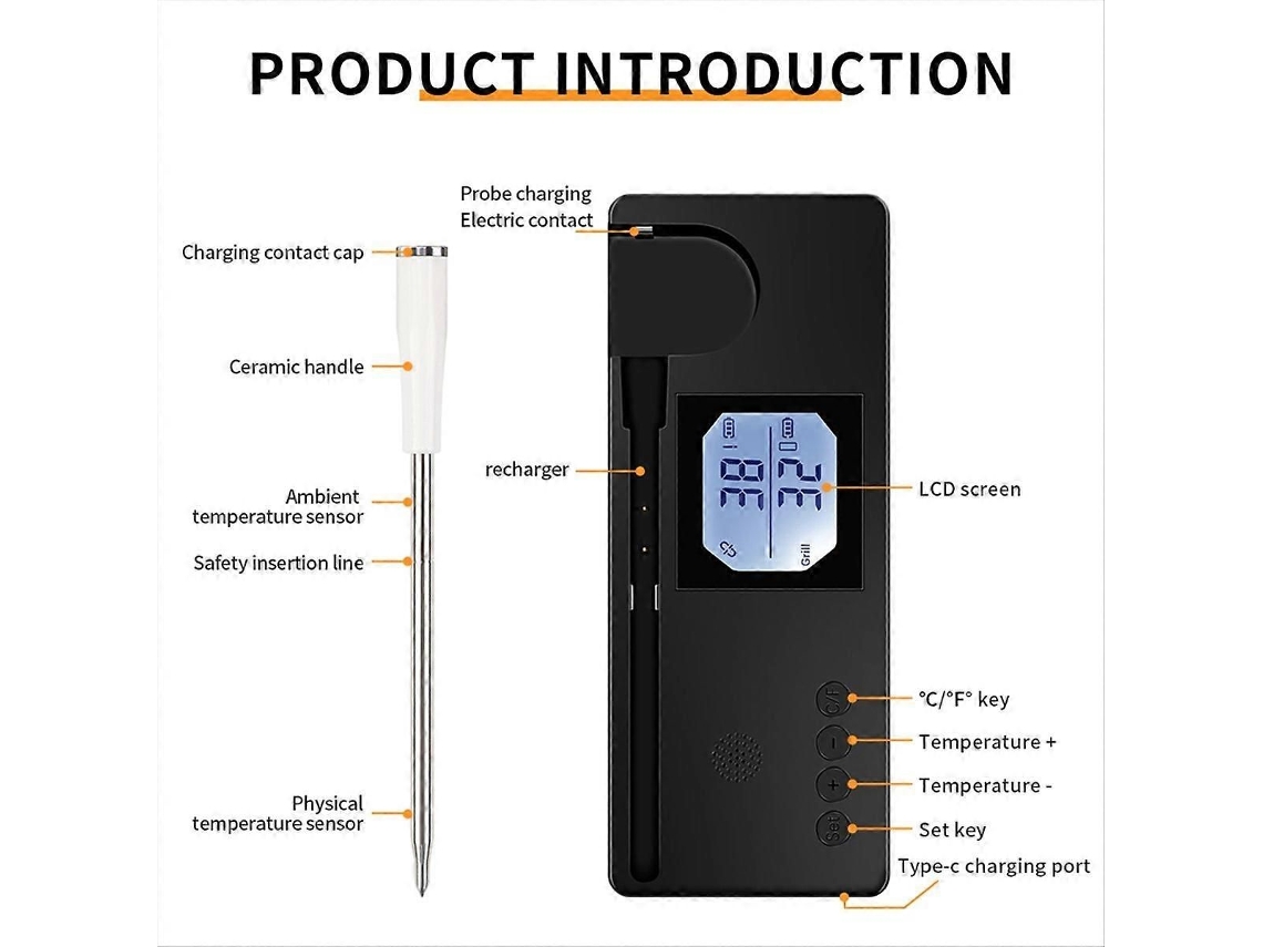 Termómetro inalámbrico para carne, termómetro digital inteligente con Bluetooth GOKOCO