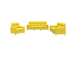 Maison Exclusive - Juego De Sofás Con Cojines 3 Piezas Tela Amarillo Claro
