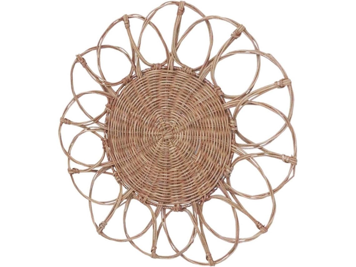 Colgante De Pared Decorativo En Forma De Flor De Ratán Sintético, Superficie Y Tacto Delicados.