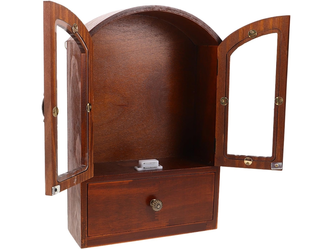 Besportble Organizador De Escritorio Amosfun De Madera Maciza Con Puerta De Cristal Ahumado Y Almacenamient...