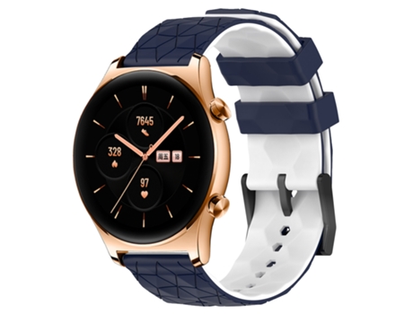 Correa de reloj inteligente para Honor Watch GS 3, 22 mm, patrón de fútbol de silicona bicolor (azul medianoche + blanco)