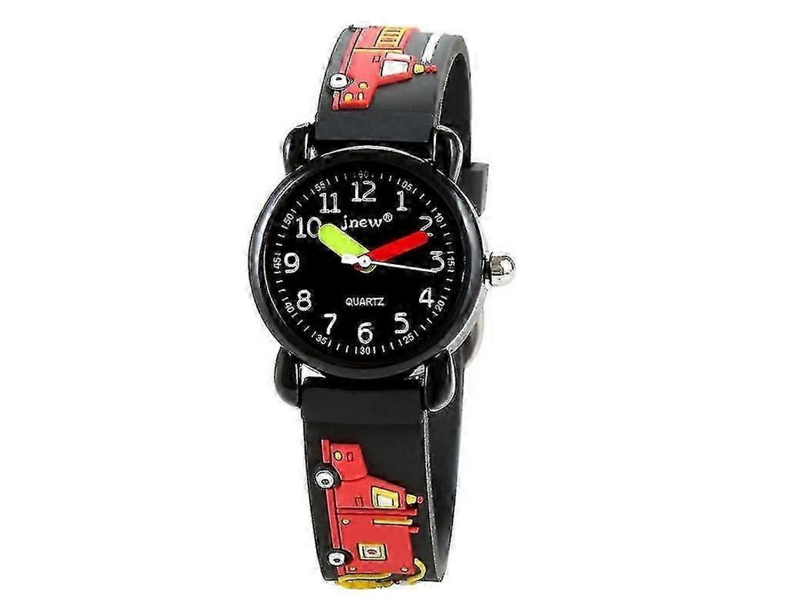 Reloj infantil con correa de silicona, estampado 3D de camión de bomberos, unisex, Banmo GOKOCO