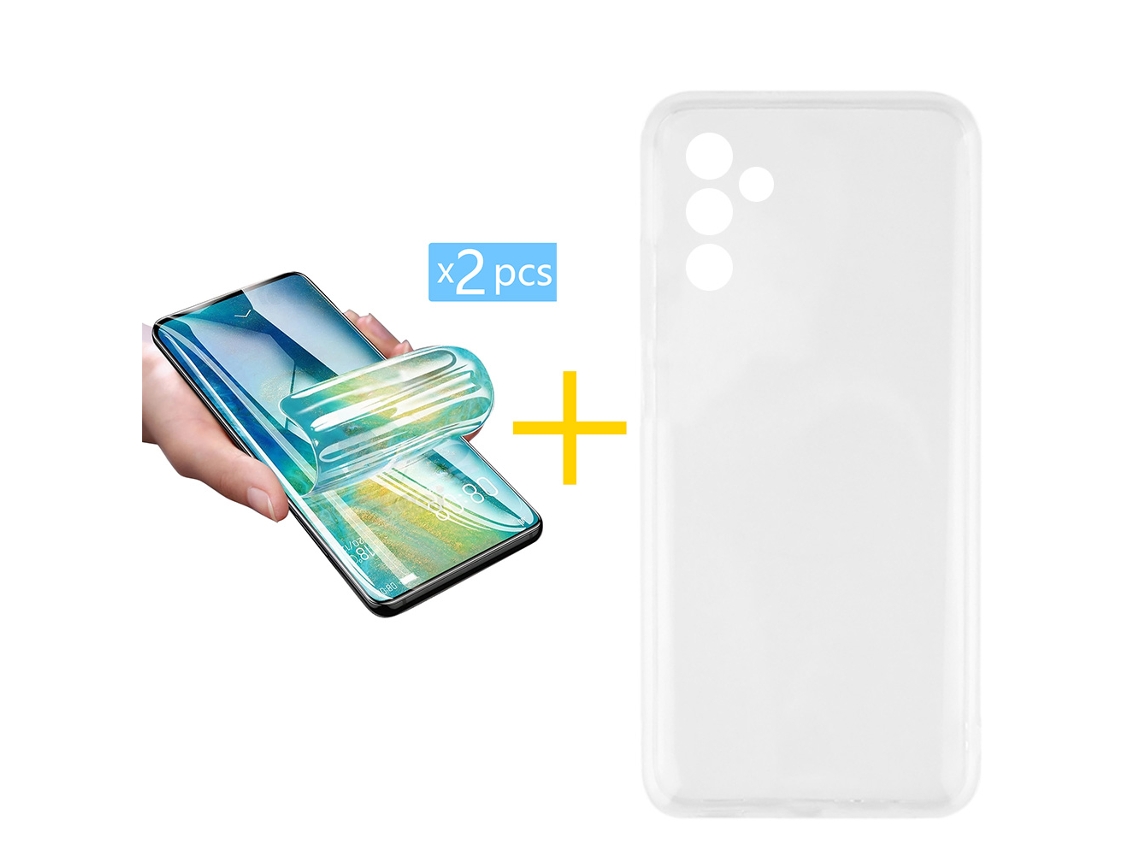 Pack 2 X Película de Vidrio Templado Hidrogel + Funda ACCETEL para Samsung Galaxy S25 5G Silicona Líquida Incoloro Clear