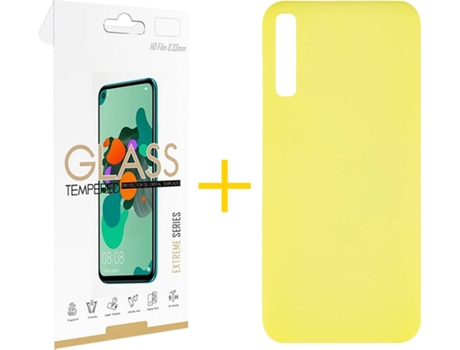 Kit Funda + Protector de Pantalla Samsung Galaxy A30s SKYHE Silicona Líquida (Amarillo)
