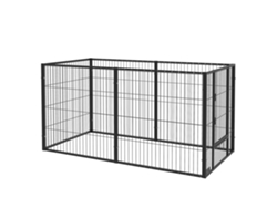 Cercado Cães Ajustável 6 Painéis Metal 82,5-150x79x81 Preto