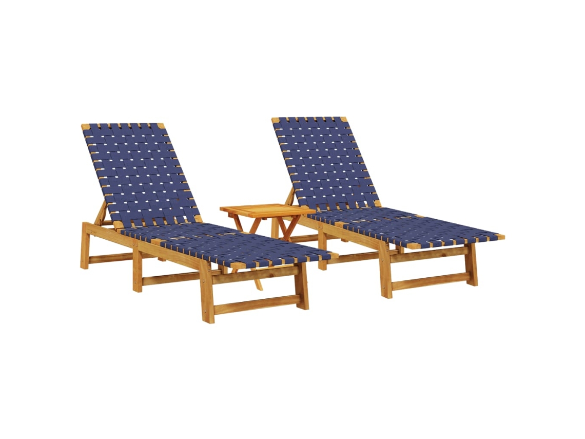 Maison Exclusive - Tumbonas Con Mesa 2 Uds Madera Maciza De Acacia Azul Oscuro
