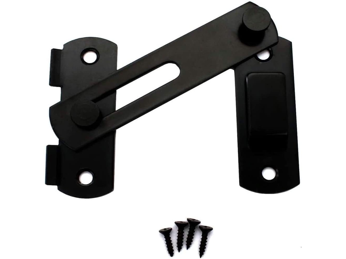 Cerrojo Para Puerta Cerradura Negra Corredera Con Pestillo Grande De Acero Inoxidable Plegable., Duradero