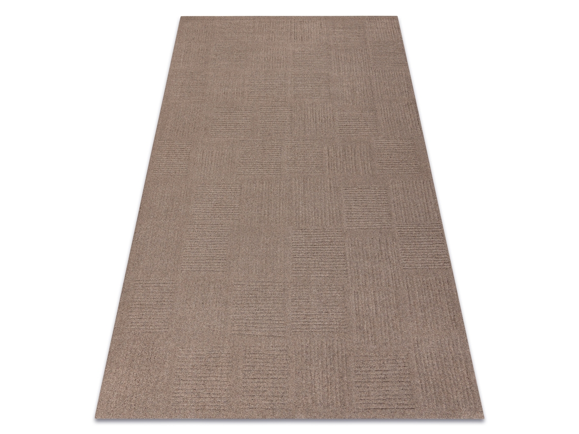 Alfombra De Lana Textura 488.20.la600 Osta - Pauta, Marco Geométrico Estructural Marrón
