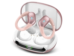 Auriculares deportivos inalámbricos Bluetooth, resistentes al agua, con micrófono y pantalla LED Mdug (rosa)