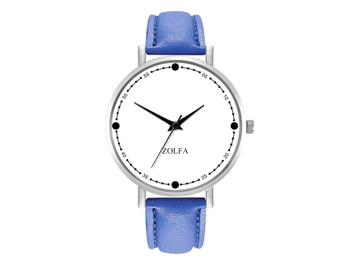 Reloj De Cuero Pu Para Hombre De Cuarzo Dial Redondo Simple Moda Zl66-yo Azul