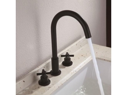 Grifo De Lavabo Con Repisa 123 De Latón Negro, Colección Céphise