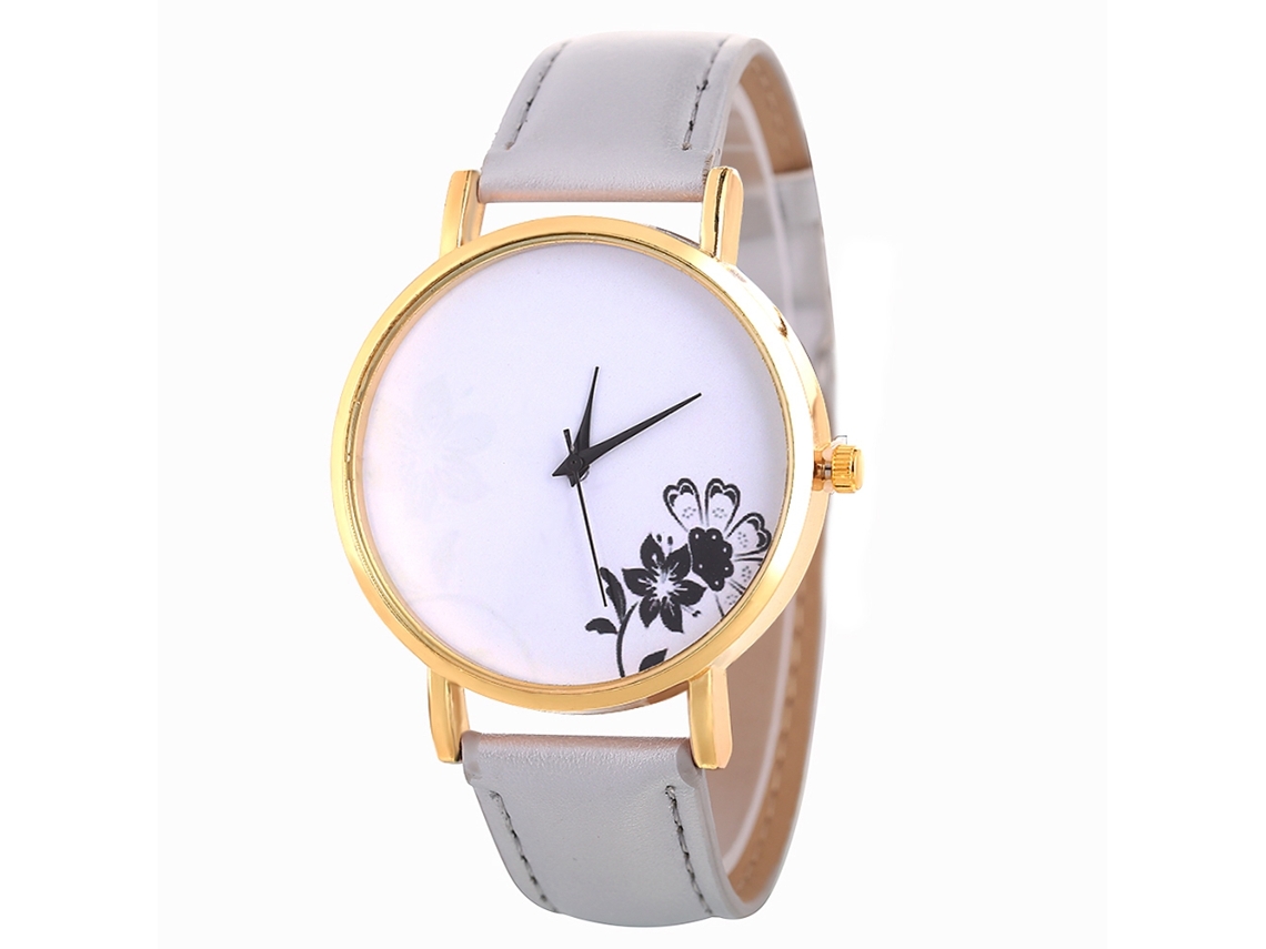 Reloj De Cuarzo Con Correa De Cuero Simple Y Moderno Para Decoración (gris)
