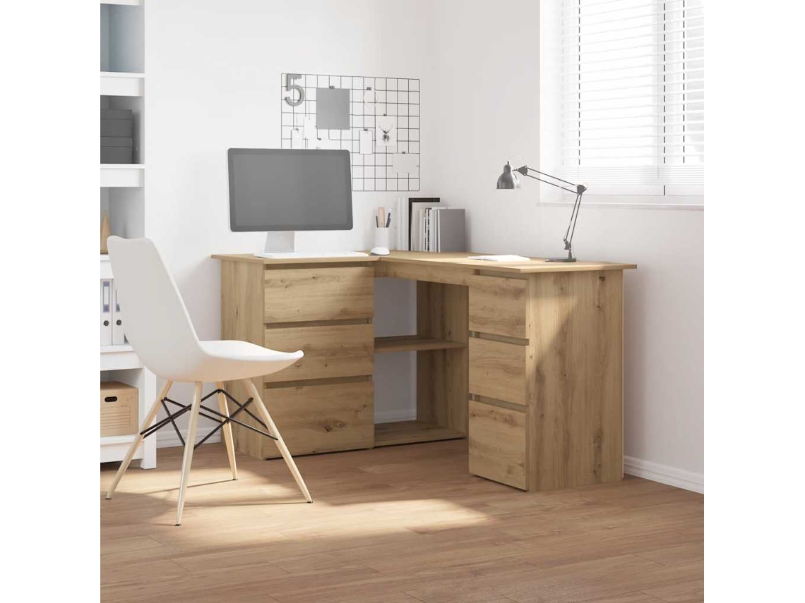Escritorio | Mesa | Escritorio de esquina 145x100x76cm Derivado de madera de roble artesanal