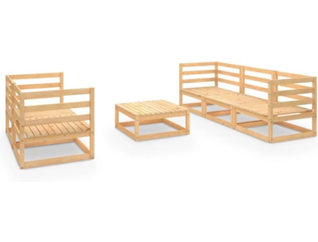 Conjunto 6 de salón de jardín VIDAXL madera maciza de pino
