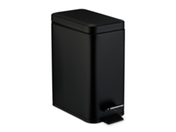 Relaxdays Caixote Do Lixo Para Casa De Banho, 5 L, Soft-close, Interior Amovível, Aço Inoxidável Mate, Pedal, Preto