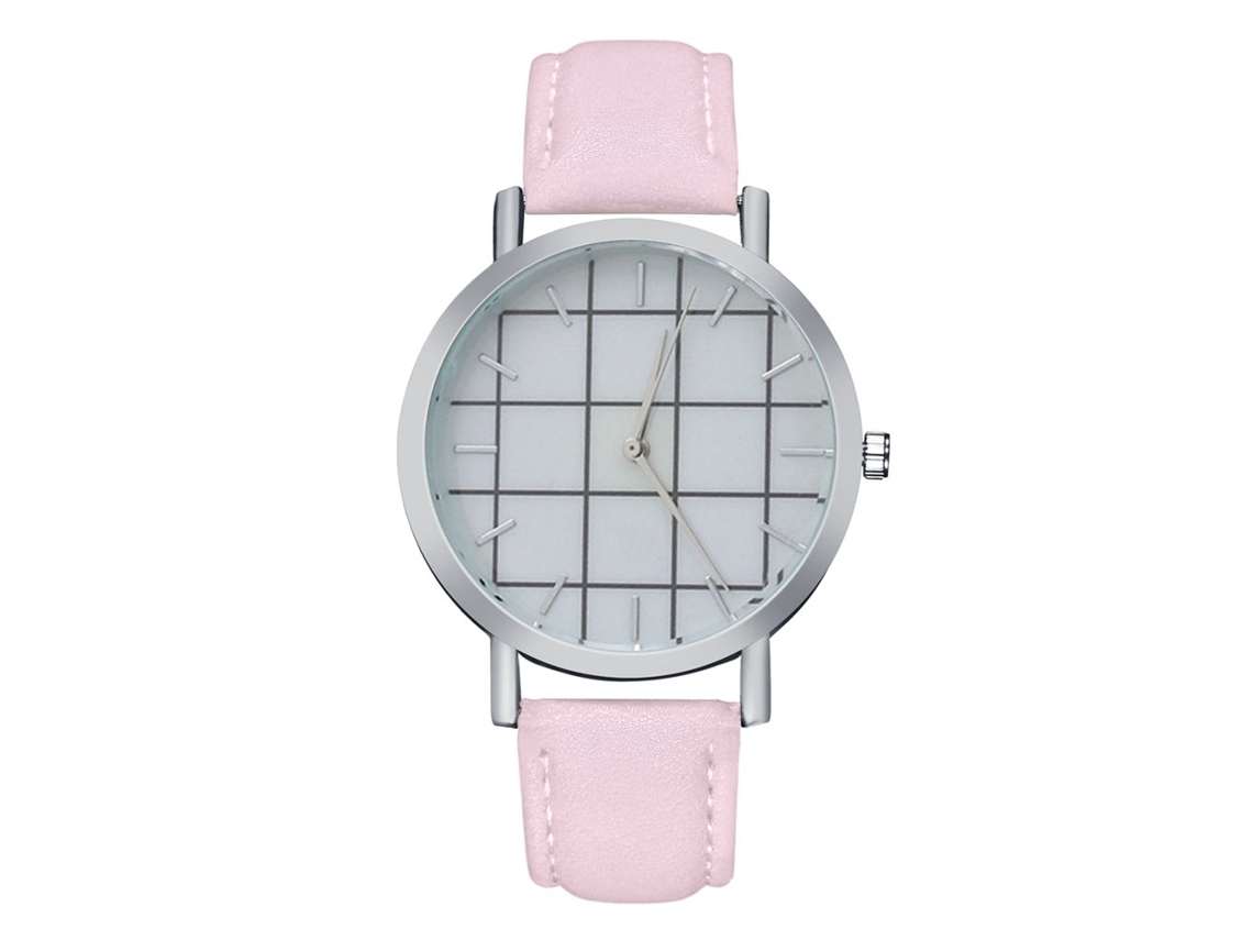 Reloj De Pulsera De Cuarzo Simple Unisex Casual De Cuero Artificial Zhoulianfa Rosa