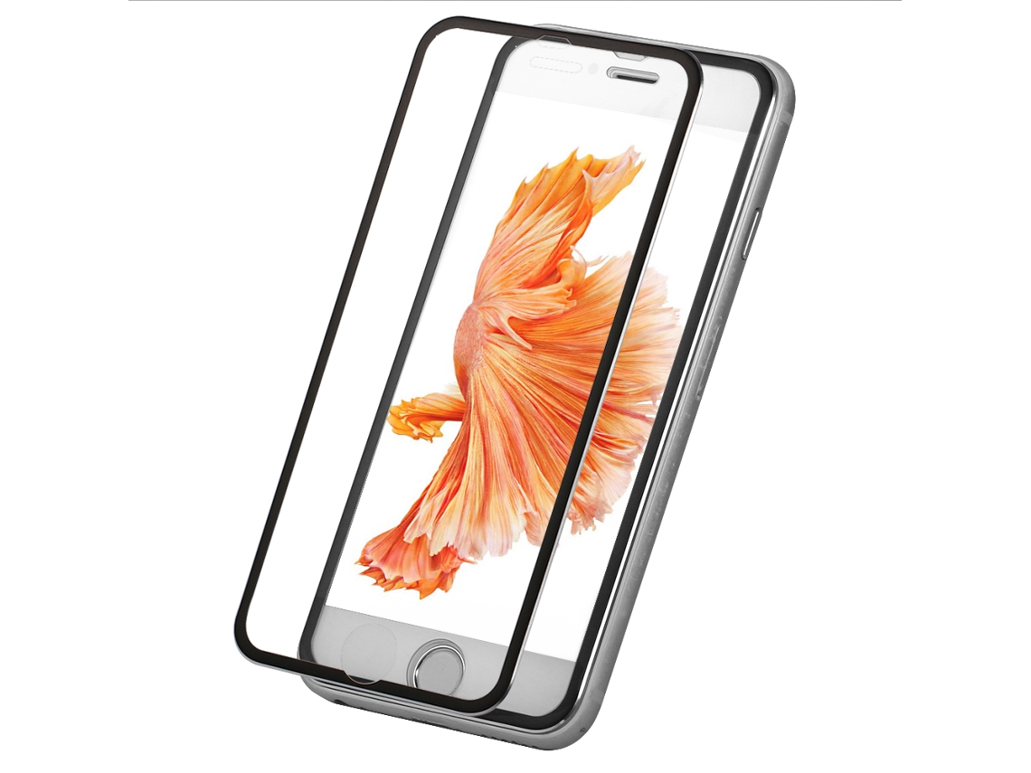 Pelicula De Vidrio Templado (superficie Curva 3d, Borde Metalico) Para Iphone 6 6s Negro Con Empaquetado
