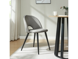 Juego De 6 Sillas De Comedor Karijoki Terciopelo 77x50x55 Cm Gris Y Negro en.casa