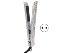 Prancha de cabelo elétrica 2 em 1 150W com strass, visor LCD, temperatura ajustável, plugue europeu 220V (modelo 2026)