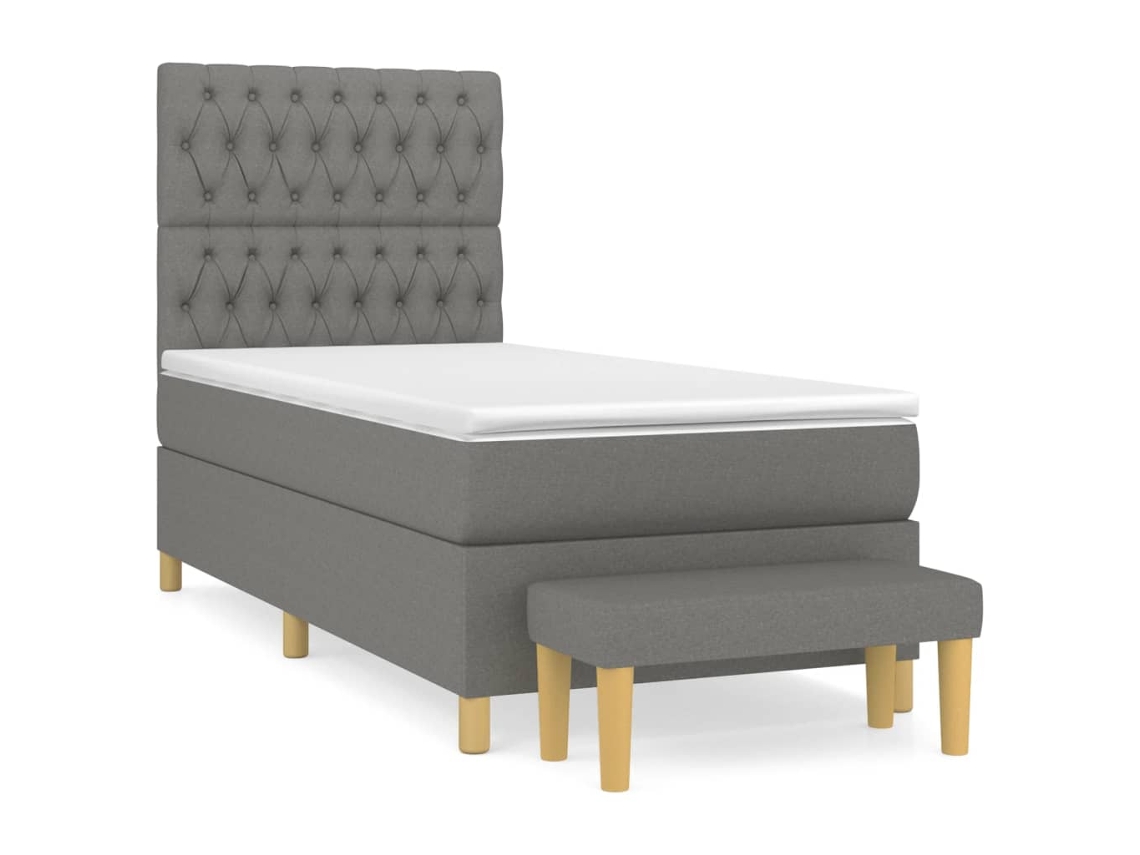 Maison Exclusive - Cama Box Spring Con Colchón Tela Gris Oscuro 90x200 Cm
